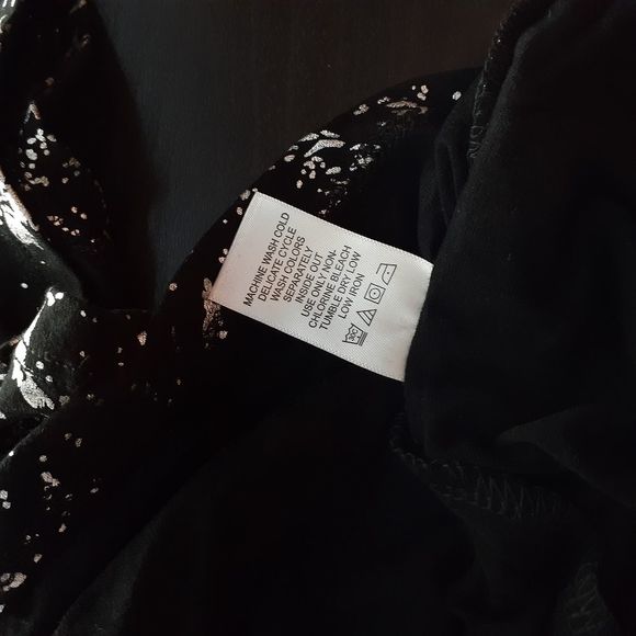 Roaman's Black Silver Paint Splatter Drawstring Tunic Short Sleeve Top 12 NWOT - Picture 8 of 8